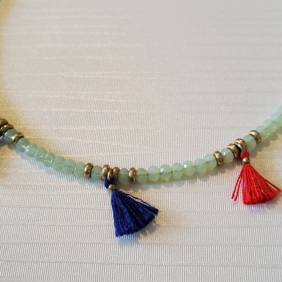 Seafoam Green Beaded Chocker with Tassels - Picture 5 of 6